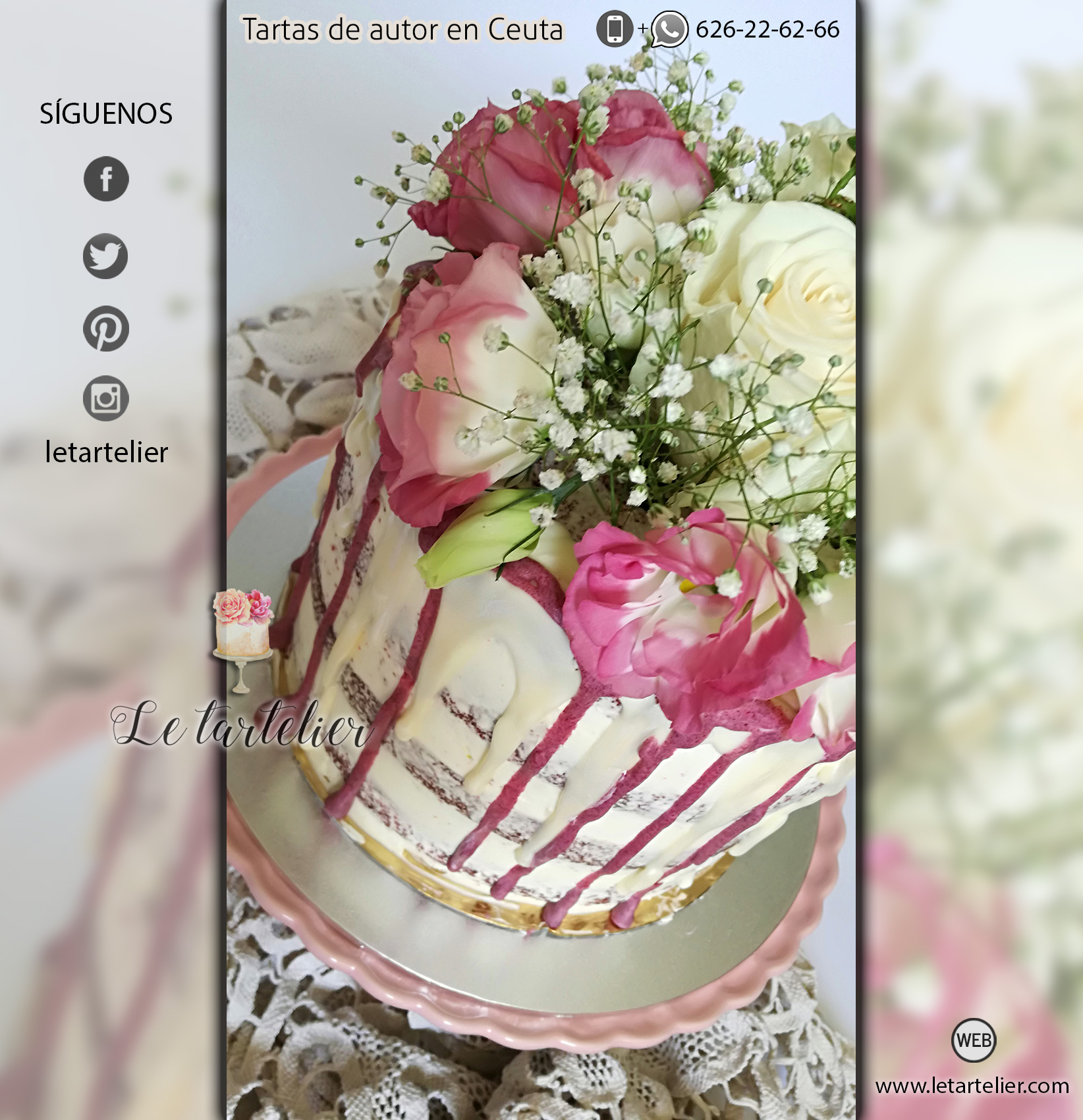 Tartas flores comestibles wafer paper. Le tartelier Ceuta.